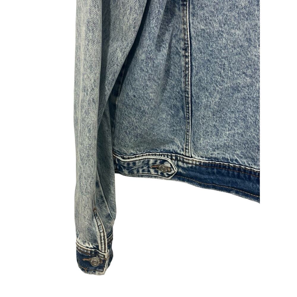 Denim Jean Jacket Large Women's Blue Trucker Light Stonewash Casual 90s Y2k - Picture 5 of 7